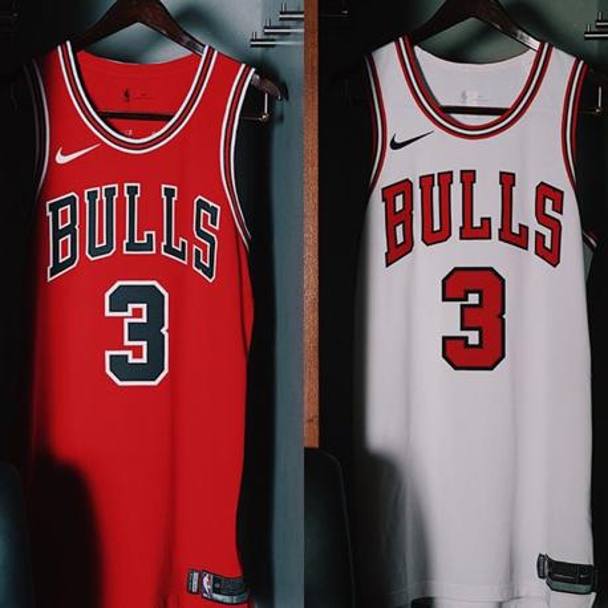 Le maglie di Chicago, che ha annunciato che user la rossa prevalentemente in casa e la bianca principalmente in trasferta (via Instagram/Bulls)